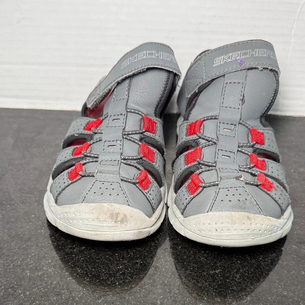 Skechers Relix Kids Closed Toe Sandals Toddler Size 12 Red Gray